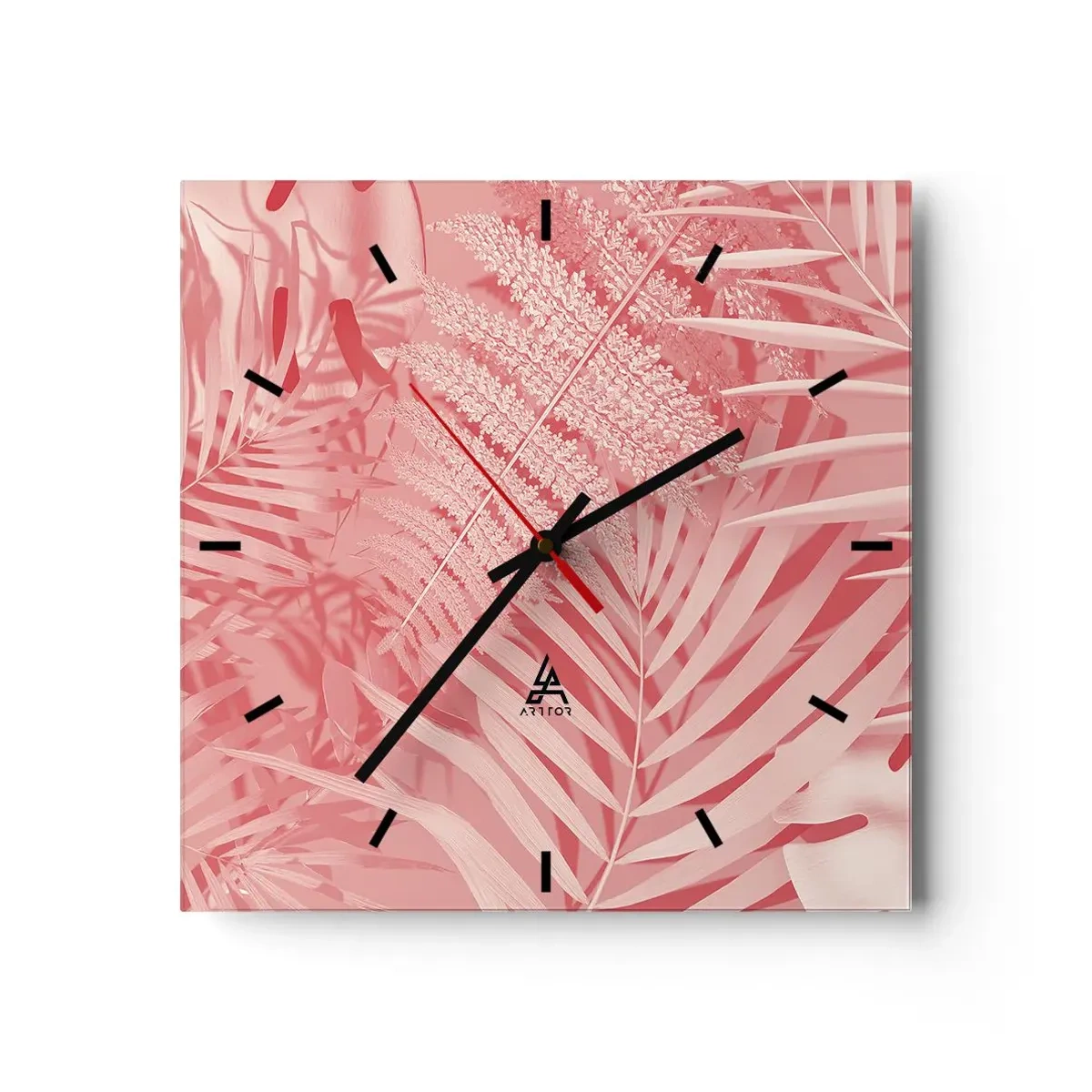 Wall clock - Clock on glass - Pink Concept - 40x40 cm