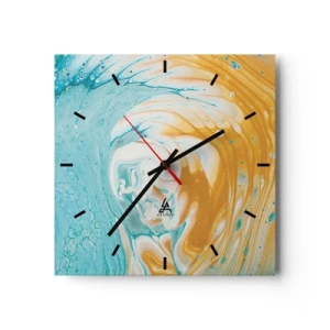 Wall clock - Clock on glass - Pastel Swirl - 40x40 cm