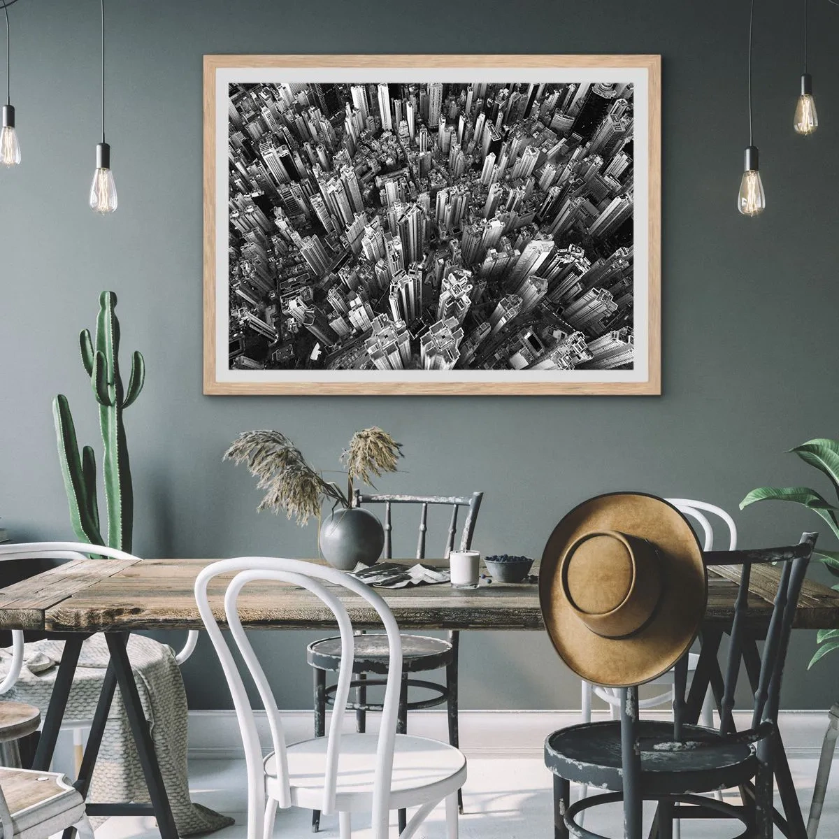 Poster in light oak frame - Higher and Higher - 50x40 cm