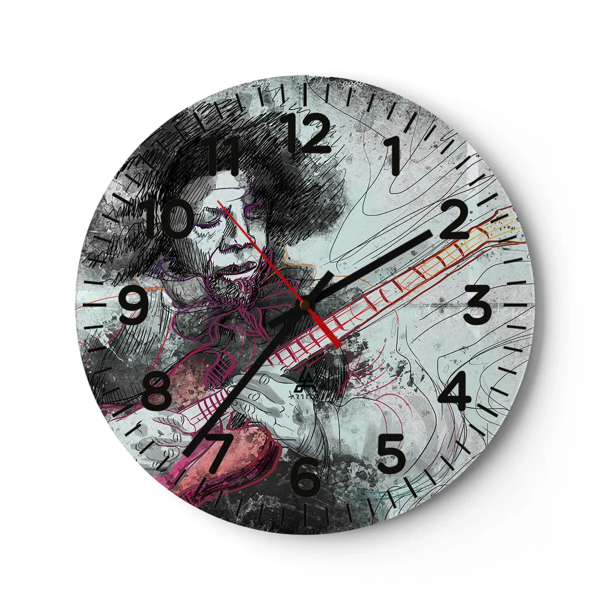 Wall clock - Clock on glass - On the Waves of Music - 40x40 cm