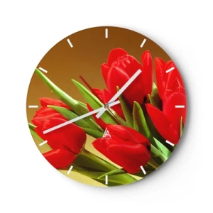 Wall clock - Clock on glass - Bunch of Spring Joy - 40x40 cm