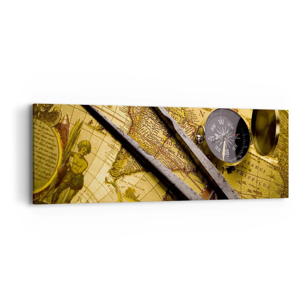 Canvas picture - With a Compass through the Seas - 90x30 cm