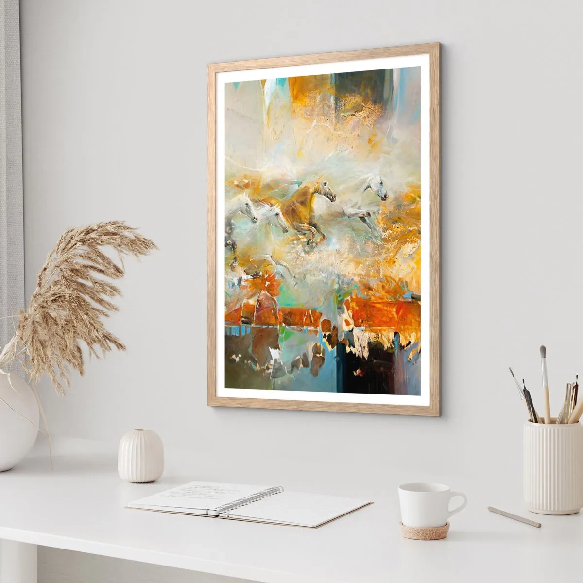 Poster in light oak frame - Gallopping through the World - 30x40 cm
