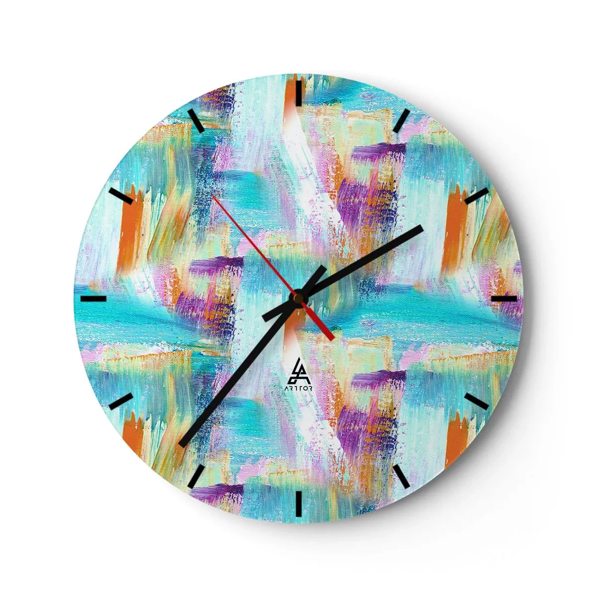 Wall clock - Clock on glass - Cheerfully Interwoven - 40x40 cm