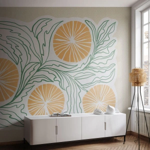 Photo Wallpaper Standard Eco - Ethnic with an Abstract Note - Boho, Lemon, Minimalism - 350x256 cm