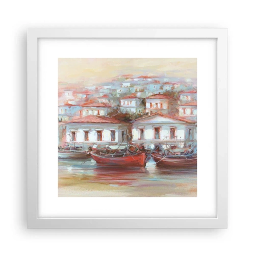 Poster in white frmae - Happy Town - 30x30 cm