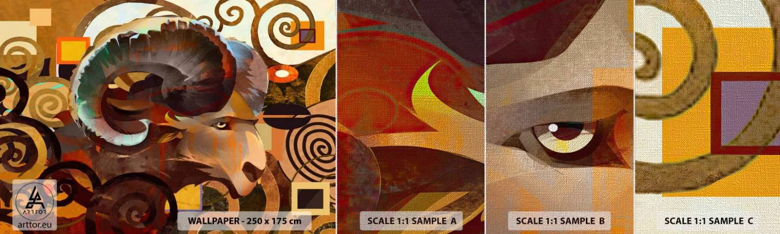 Photo Wallpaper Sample Premium Canvas - Magic - Religions - Rituals - Abstraction, Aries, Graphics - 100x30 cm