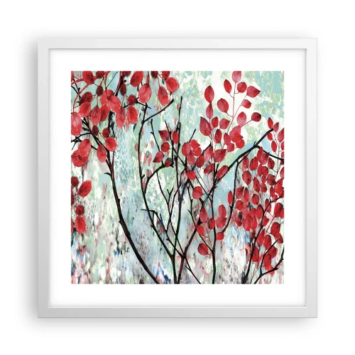 Poster in white frmae - Tree in Scarlet - 40x40 cm
