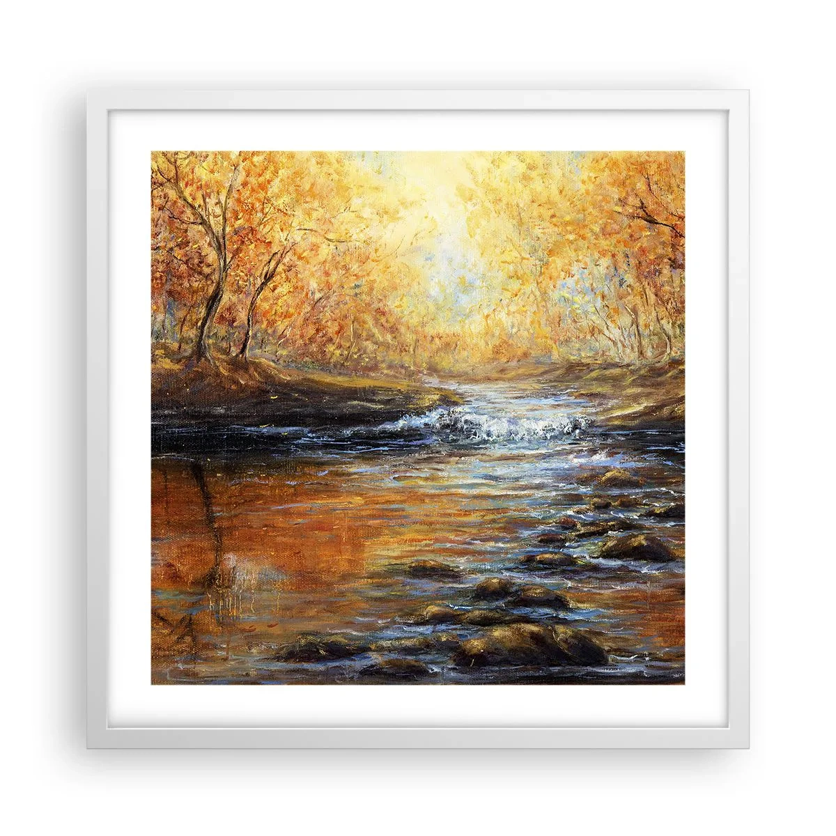 Poster in white frmae - Golden Brook - 50x50 cm