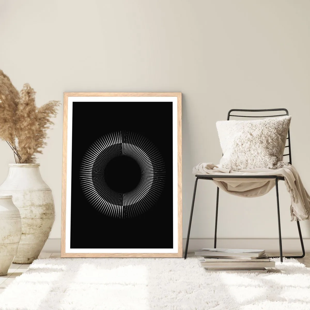 Poster in light oak frame - Black Sun - 30x40 cm