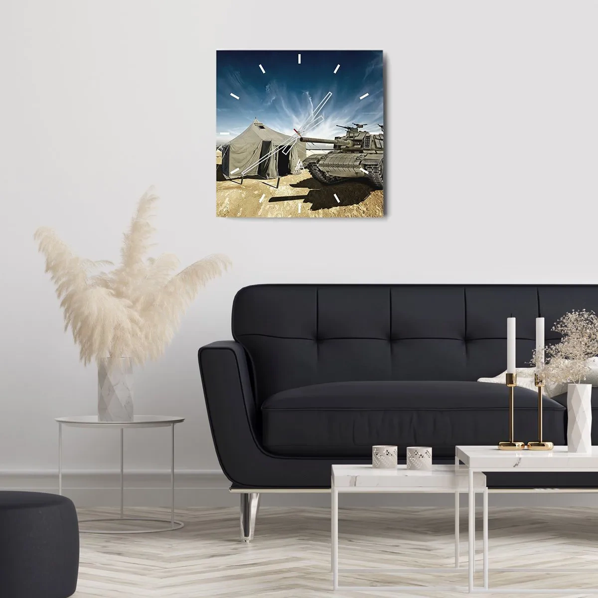 Wall clock - Clock on glass - Military Dream - 40x40 cm