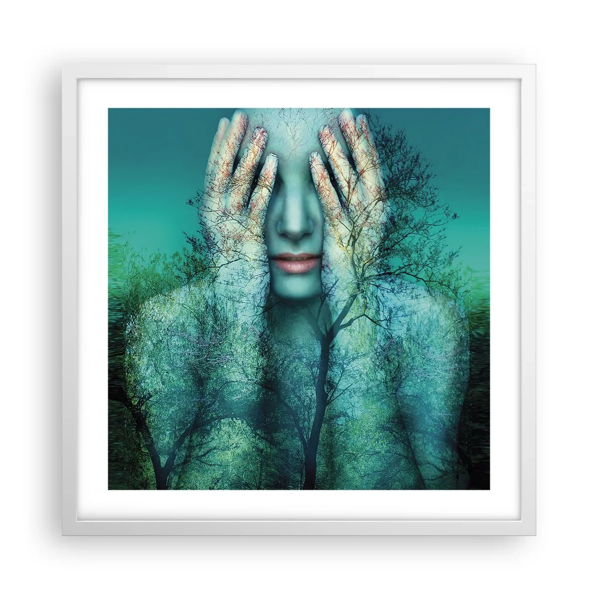 Poster in white frmae - Submerged in Blue - 50x50 cm