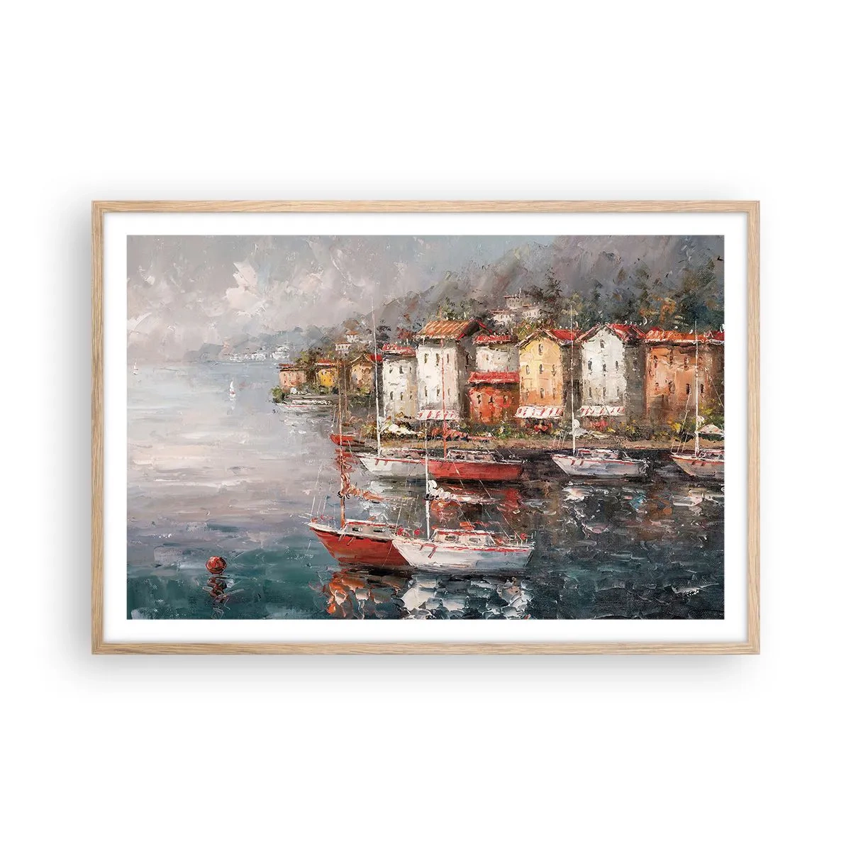 Poster in light oak frame - Romantic Marina - 91x61 cm