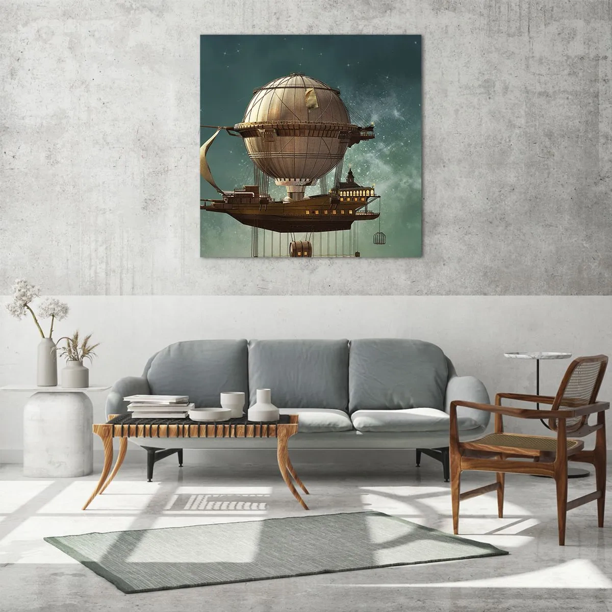 Glass picture - Greetings from Jules Verne - 60x60 cm