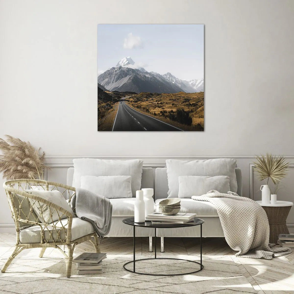 Glass picture - Road to the Heart of the Mountains - 60x60 cm