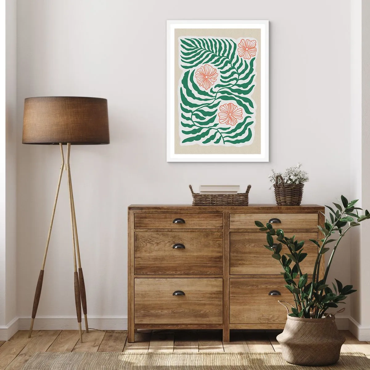 Poster in white frmae - Blossoming in Green - 50x70 cm