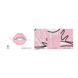 Photo Wallpaper Sample Premium Canvas - Ready for a Kiss? - Graphics, Pink lips, Piece - 100x30 cm
