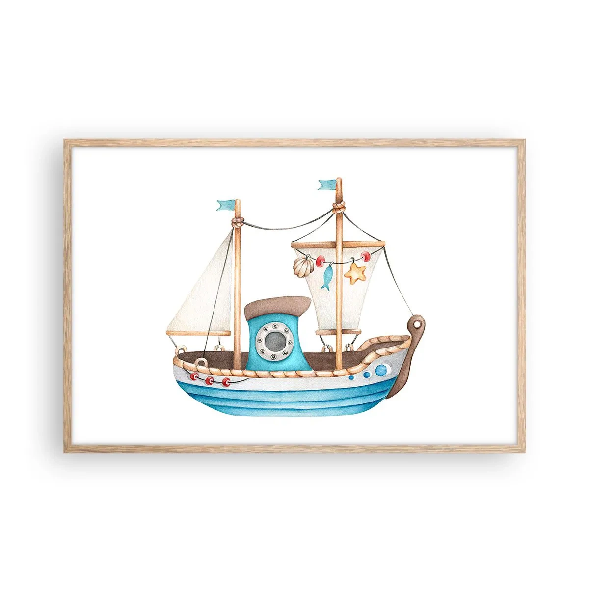 Poster in light oak frame - Ahoy, Adventure! - 91x61 cm
