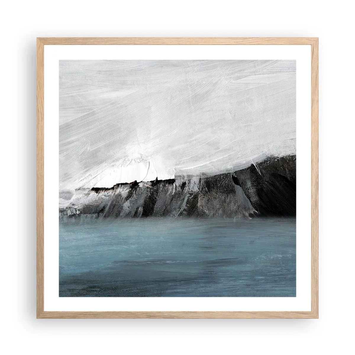 Poster in light oak frame - Water-Earth: Clash of Elements - 60x60 cm