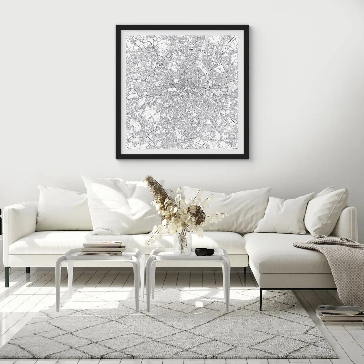 Poster in black frame - Map of London Maze - 60x60 cm