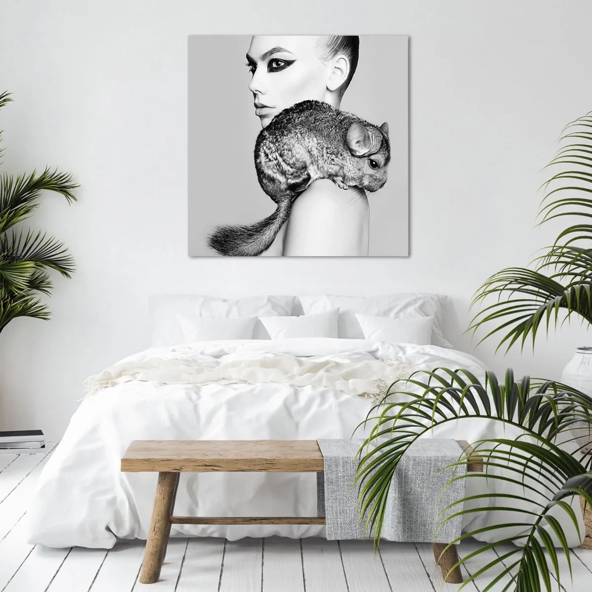 Canvas picture - Lady with a Chinchilla - 50x50 cm