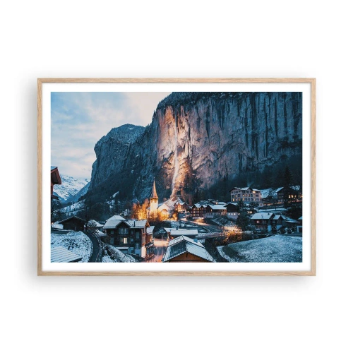 Poster in light oak frame - Sparkling Winter Spirit - 100x70 cm
