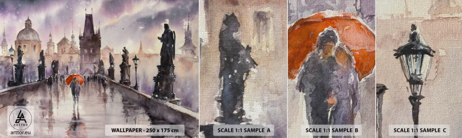 Photo Wallpaper Sample Premium Canvas - Peaople Don't Change - Bridge, Landscape, Classic - 100x30 cm