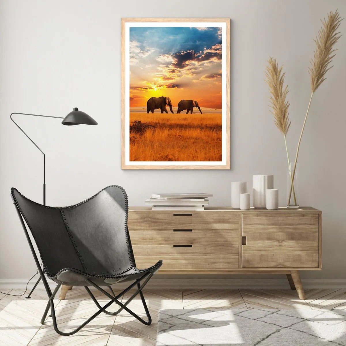 Poster in light oak frame - Family Walk - 40x50 cm