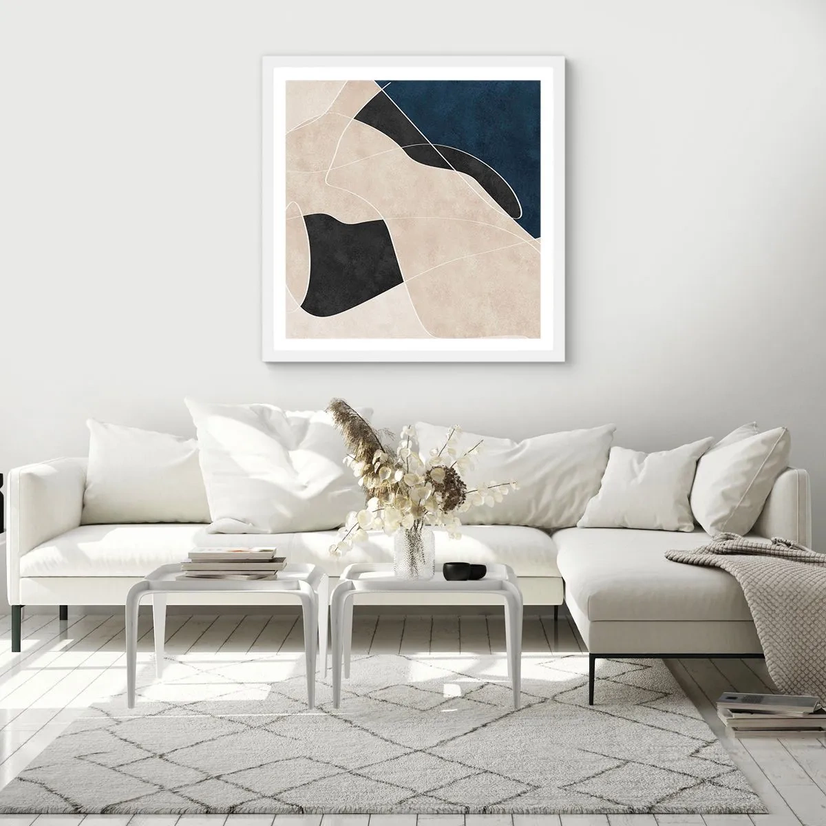 Poster in white frmae - Abstract Composition - Contrast of Colours - 60x60 cm