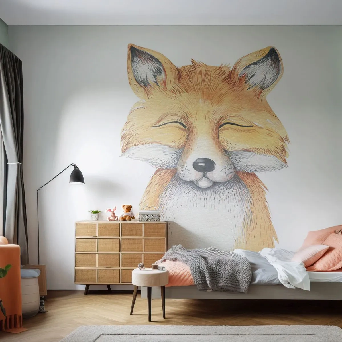 Photo Wallpaper Premium Sand - Fox Moods - For children, Fox, Friendship - 100x70 cm