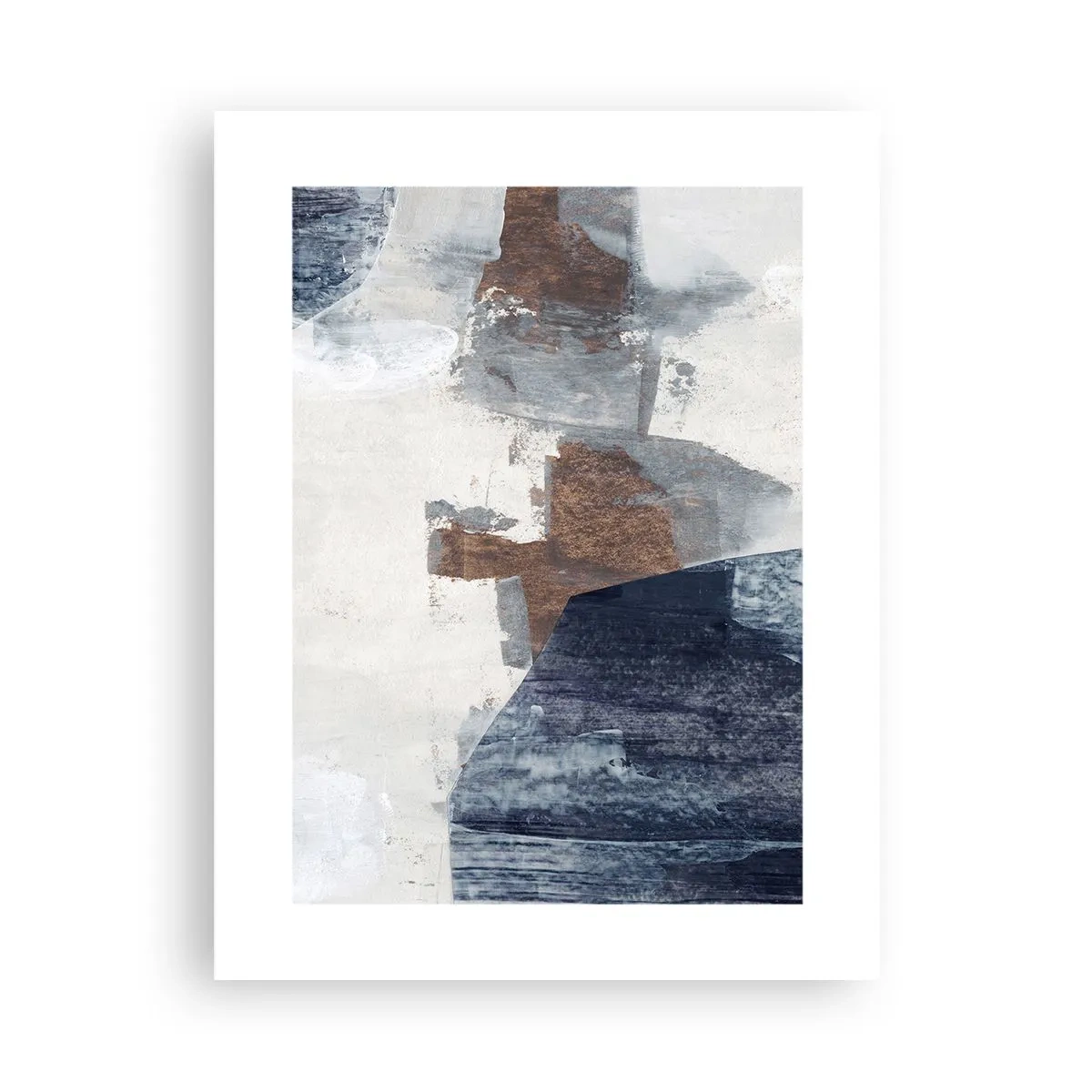 Poster - Blue and Brown Shapes - 30x40 cm