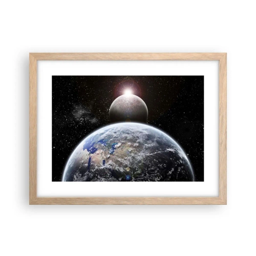 Poster in light oak frame - Space Landscape - Sunrise - 40x30 cm