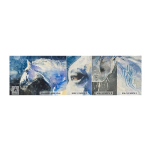 Photo Wallpaper Sample Premium Canvas - Portrait in Blue Light - Horse, Painting, Animals - 100x30 cm