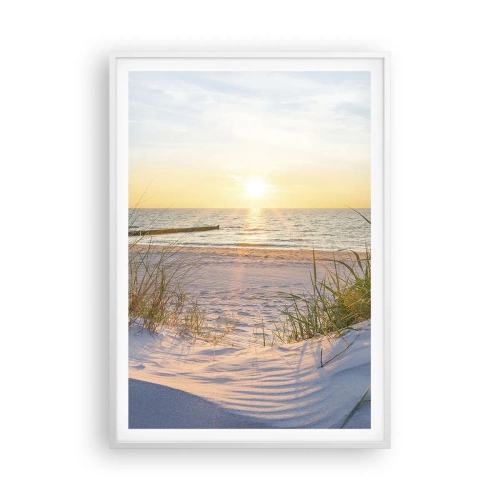Poster in white frmae - Sound of the Sea, Singing of the Birds, Wild Beach among Grass - 70x100 cm