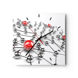 Wall clock - Clock on glass - Silver Net - 30x30 cm