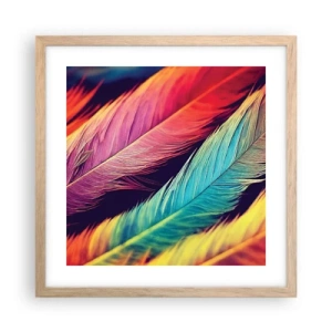 Poster in light oak frame - Feathered Rainbow - 40x40 cm