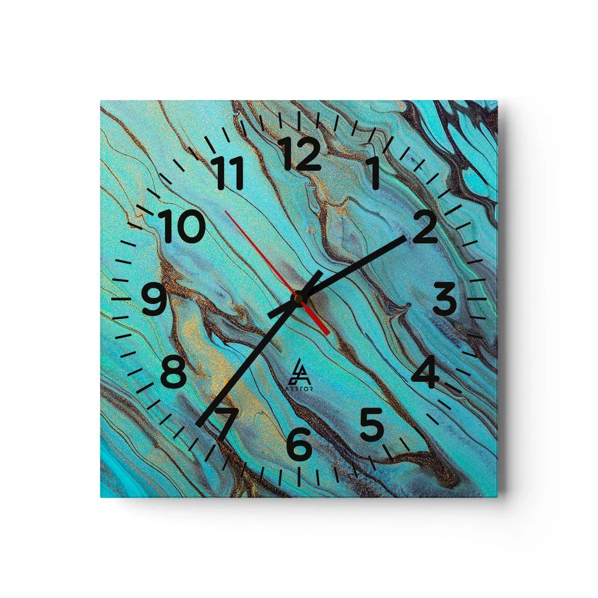 Wall clock - Clock on glass - Turquoise Tide - 40x40 cm