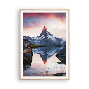 Poster in light oak frame - Heart of the Mountains Is Hot - 70x100 cm
