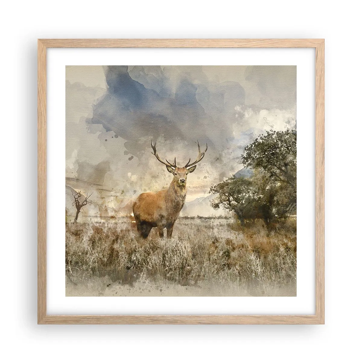 Poster in light oak frame - Dignity - Strength - Majesty - 50x50 cm