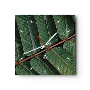 Wall clock - Clock on glass - In Green Rhythm - 30x30 cm
