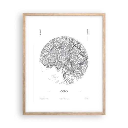 Poster in light oak frame - Anatomy of Oslo - 40x50 cm
