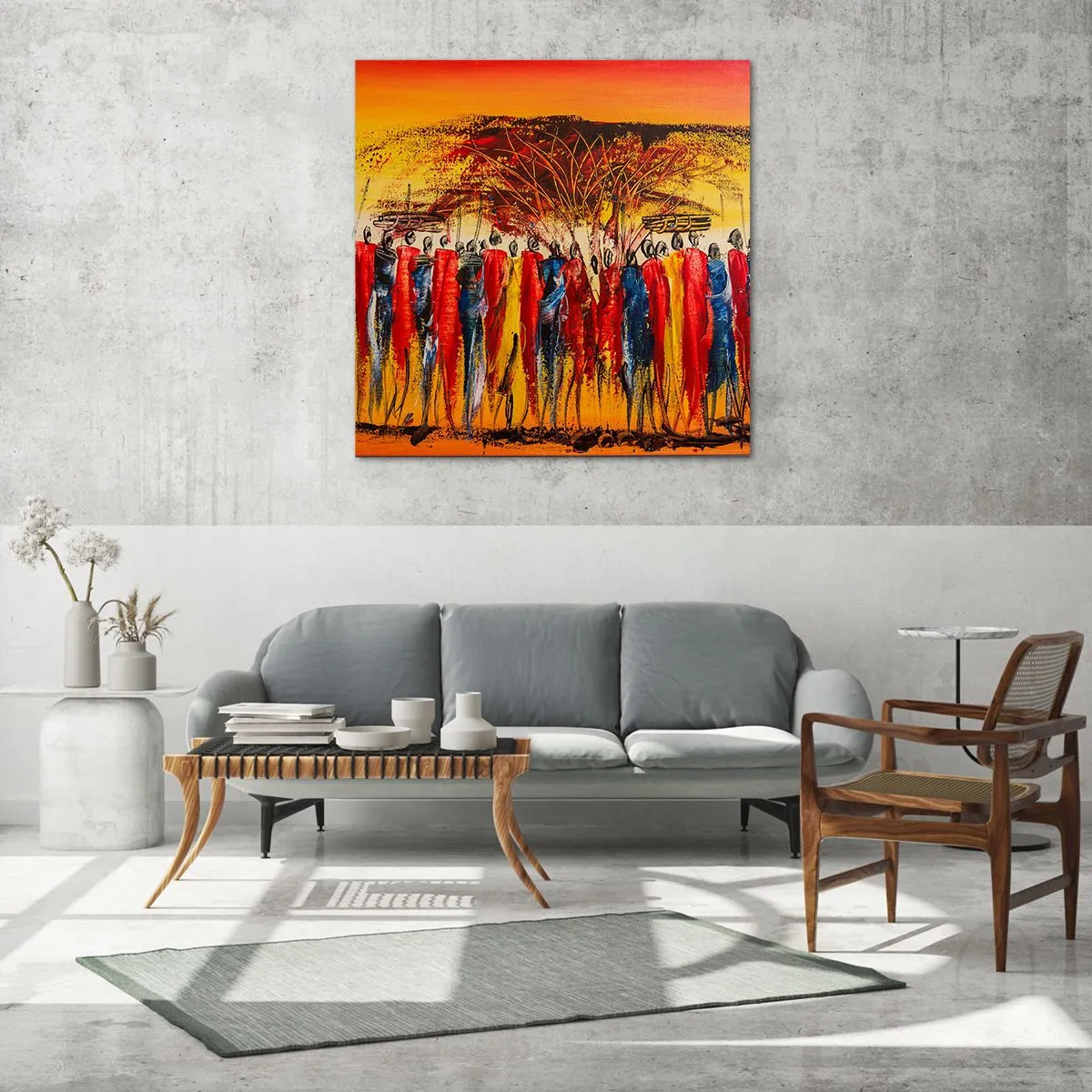 Glass picture - Marching in the Rhythm of Tam-tam - 50x50 cm