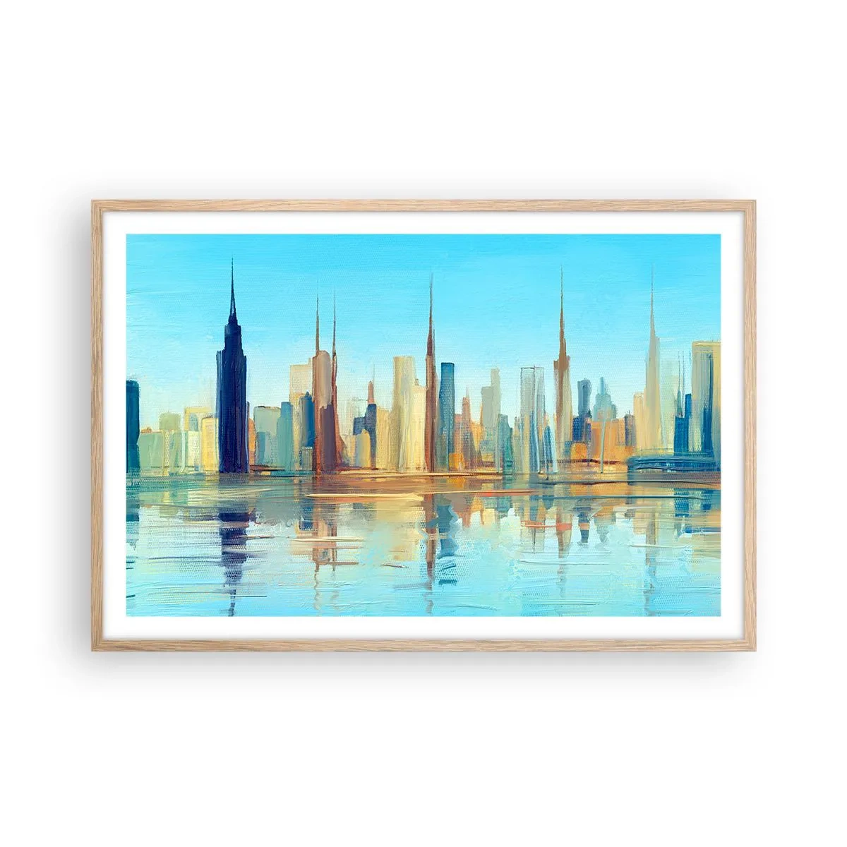 Poster in light oak frame - Sunny Metropolis - 91x61 cm