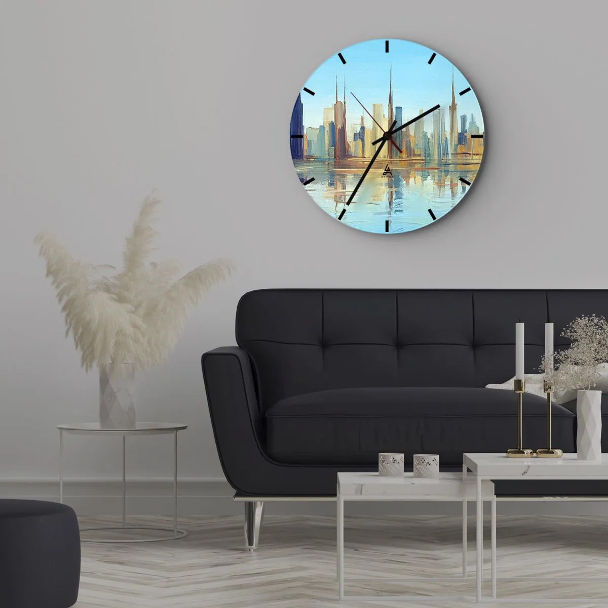 Wall clock - Clock on glass - Sunny Metropolis - 30x30 cm