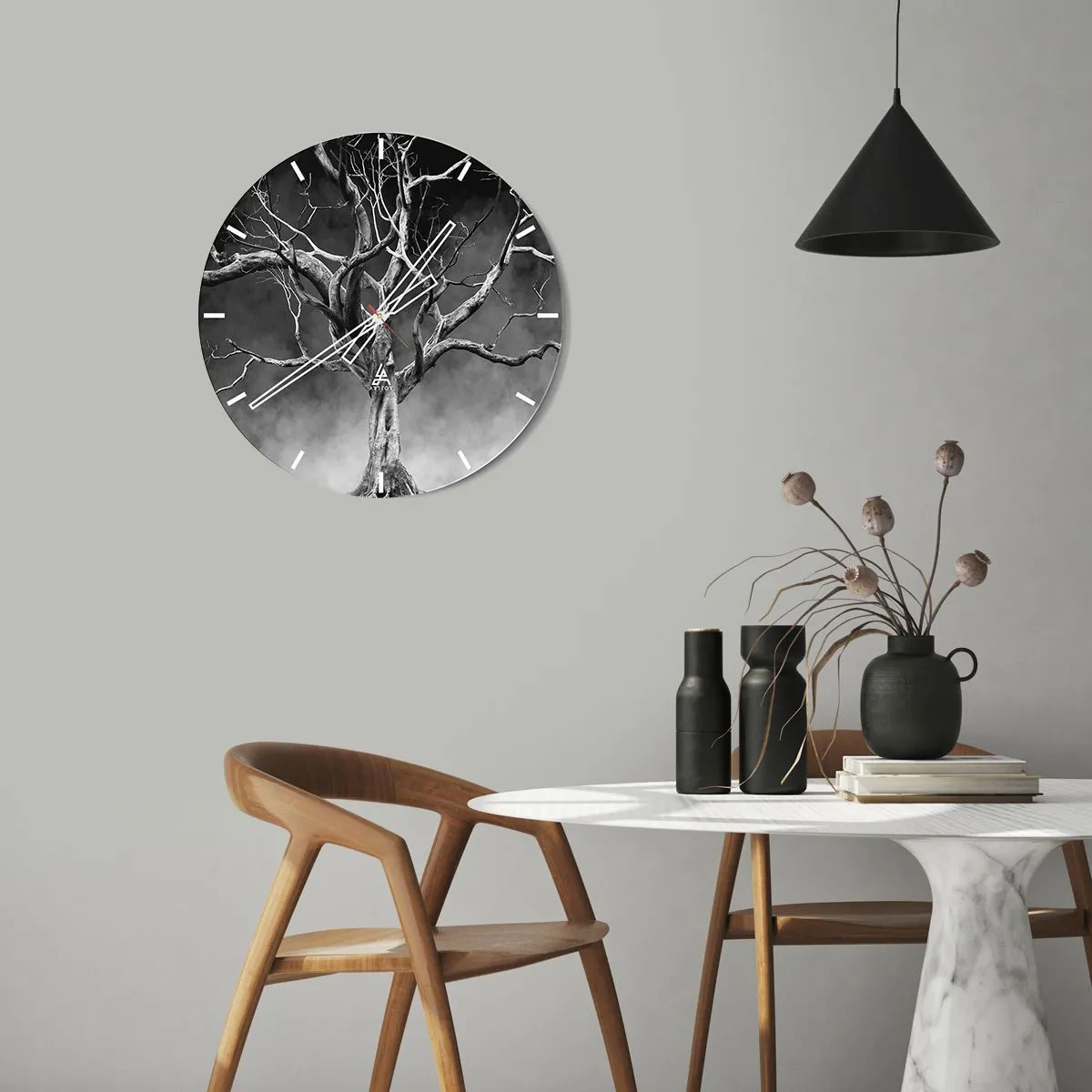 Wall clock - Clock on glass - Primordial and Sacred - 30x30 cm