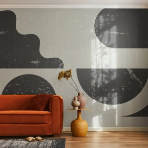 Photo Wallpaper Premium Canvas - Composition Above and Under - Abstraction, Black and white, Aged - 200x140 cm