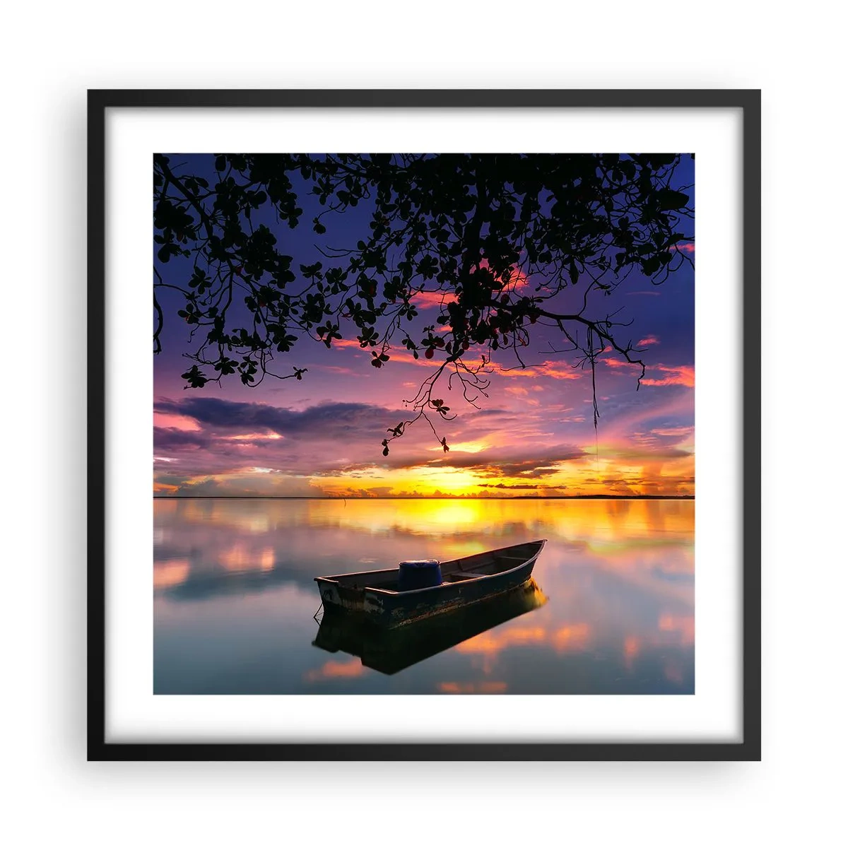 Poster in black frame - Serenity of the Lake - 50x50 cm