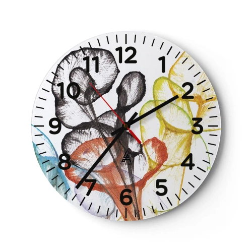 Wall clock - Clock on glass - Flowers with a Soul - 40x40 cm