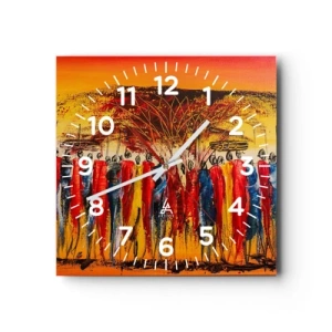 Wall clock - Clock on glass - Marching in the Rhythm of Tam-tam - 30x30 cm