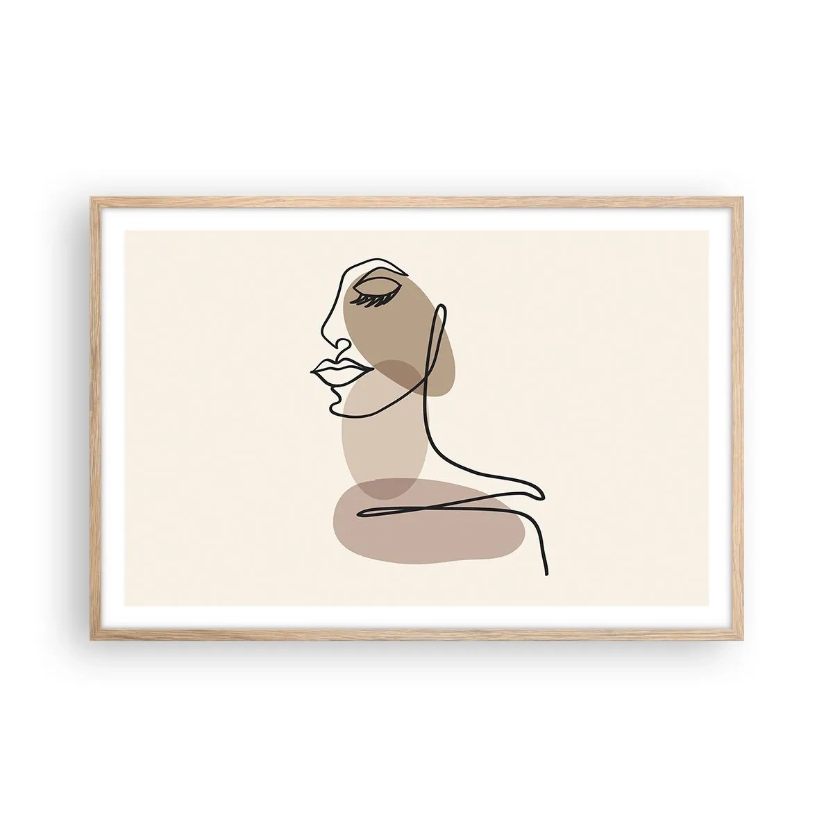 Poster in light oak frame - Listening to Herself - 91x61 cm